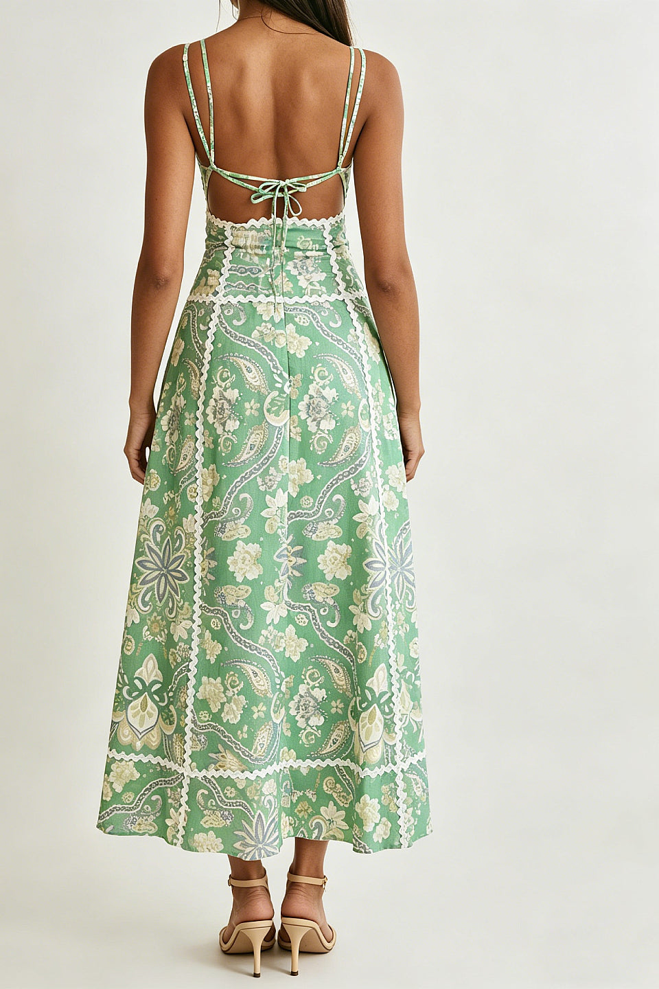 Paisley Linen Midi Dress