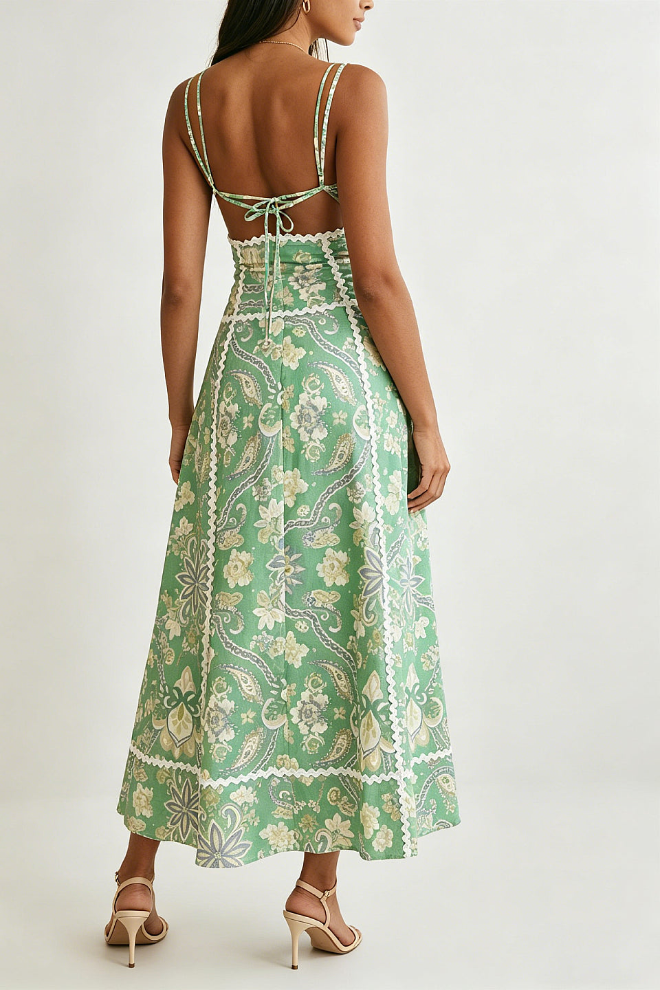 Paisley Linen Midi Dress