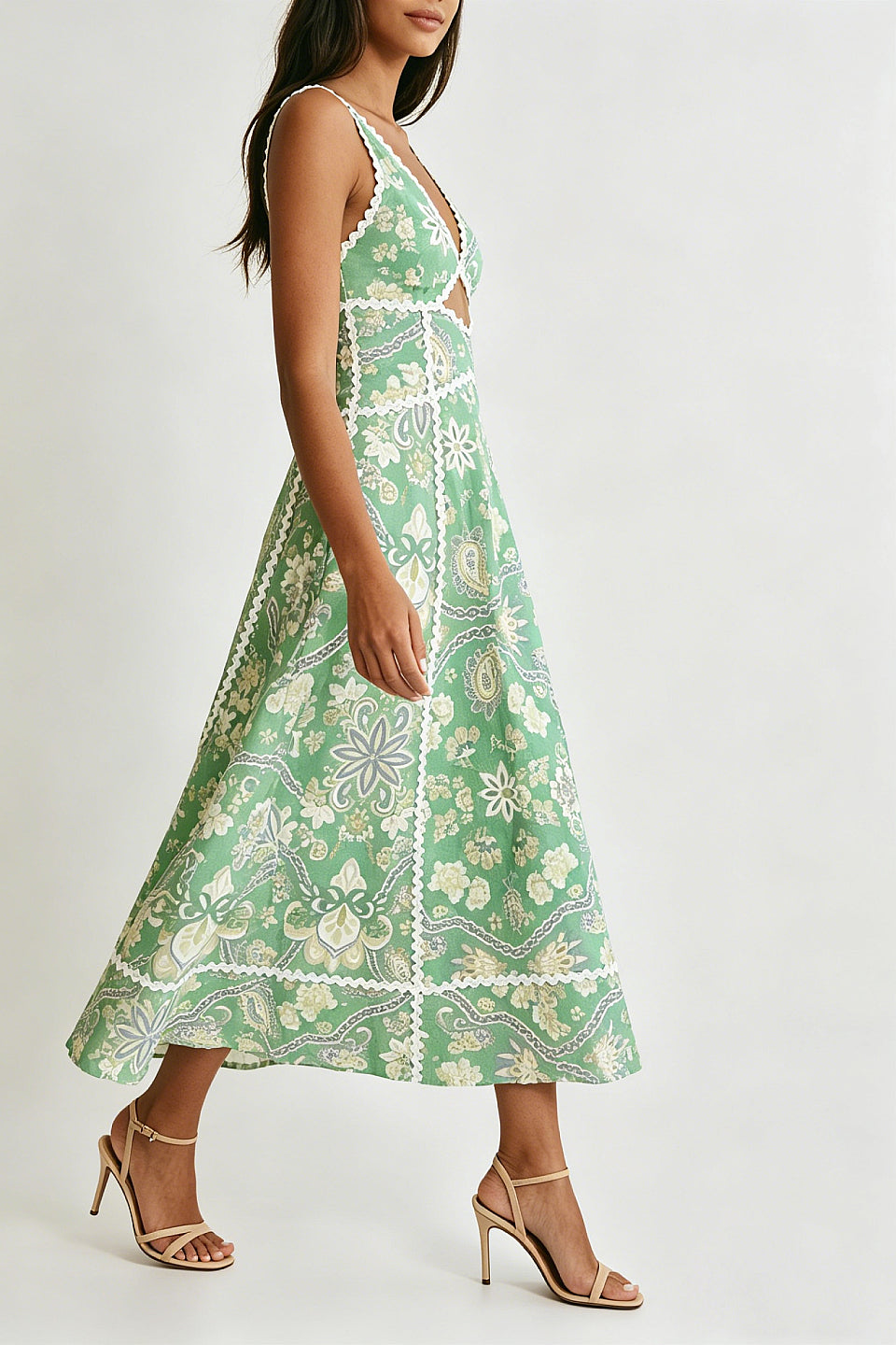 Paisley Linen Midi Dress