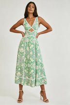 Paisley Linen Midi Dress
