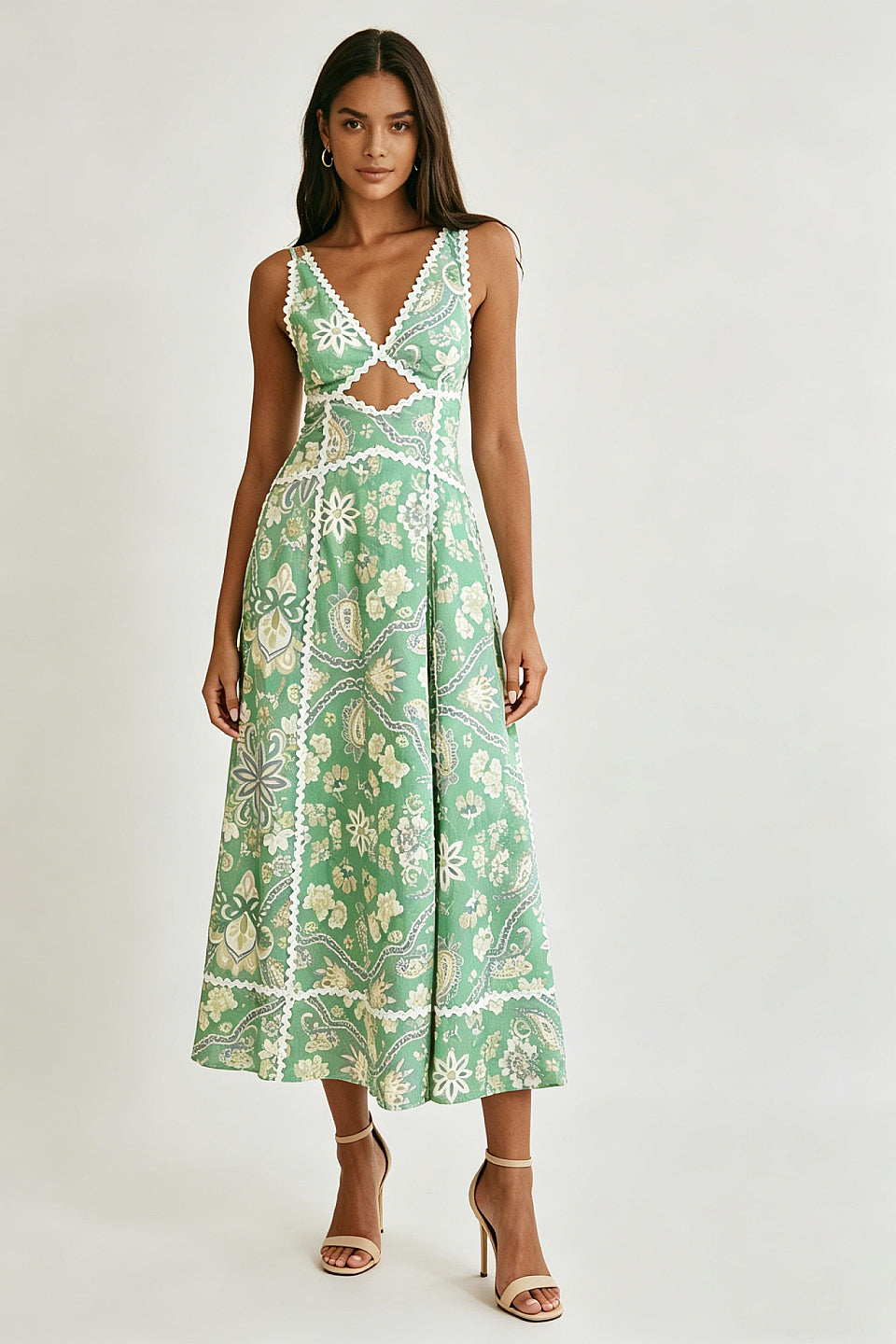 Paisley Linen Midi Dress