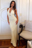 Cream Lace Halter Maxi Dress