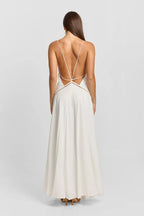 White Lattice Maxi Dress