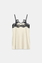 Lace Trim Satin Cami Top