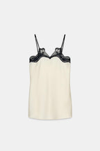 Lace Trim Satin Cami Top