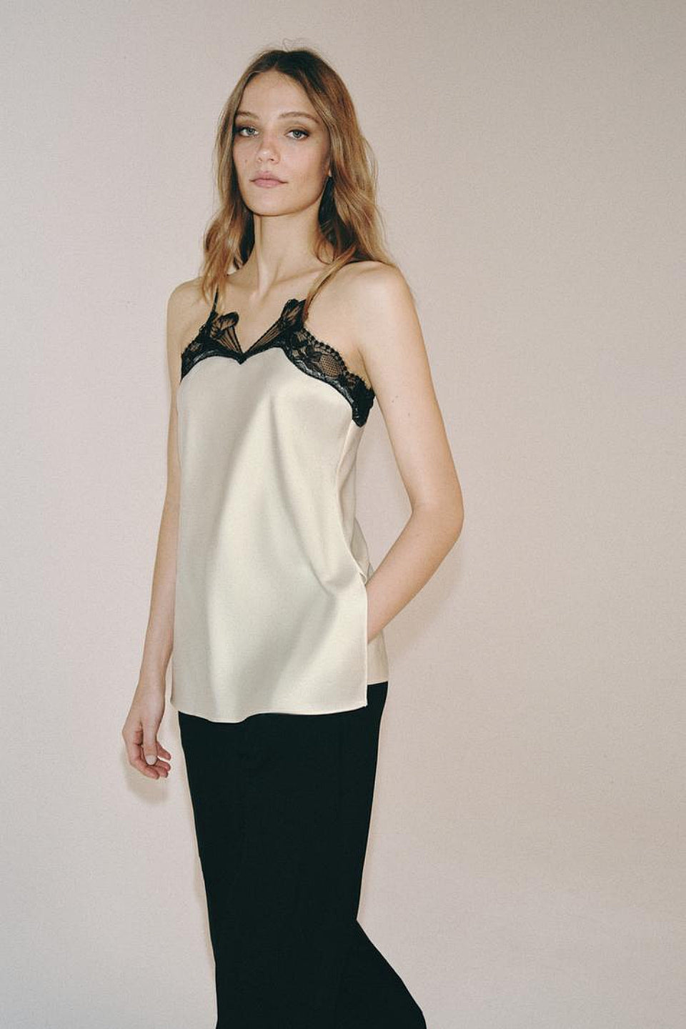 Lace Trim Satin Cami Top
