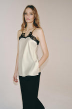 Lace Trim Satin Cami Top