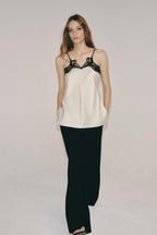 Lace Trim Satin Cami Top