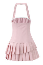Blush Pleated Halter Mini Dress