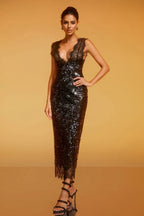 Black Sequin Maxi Dress