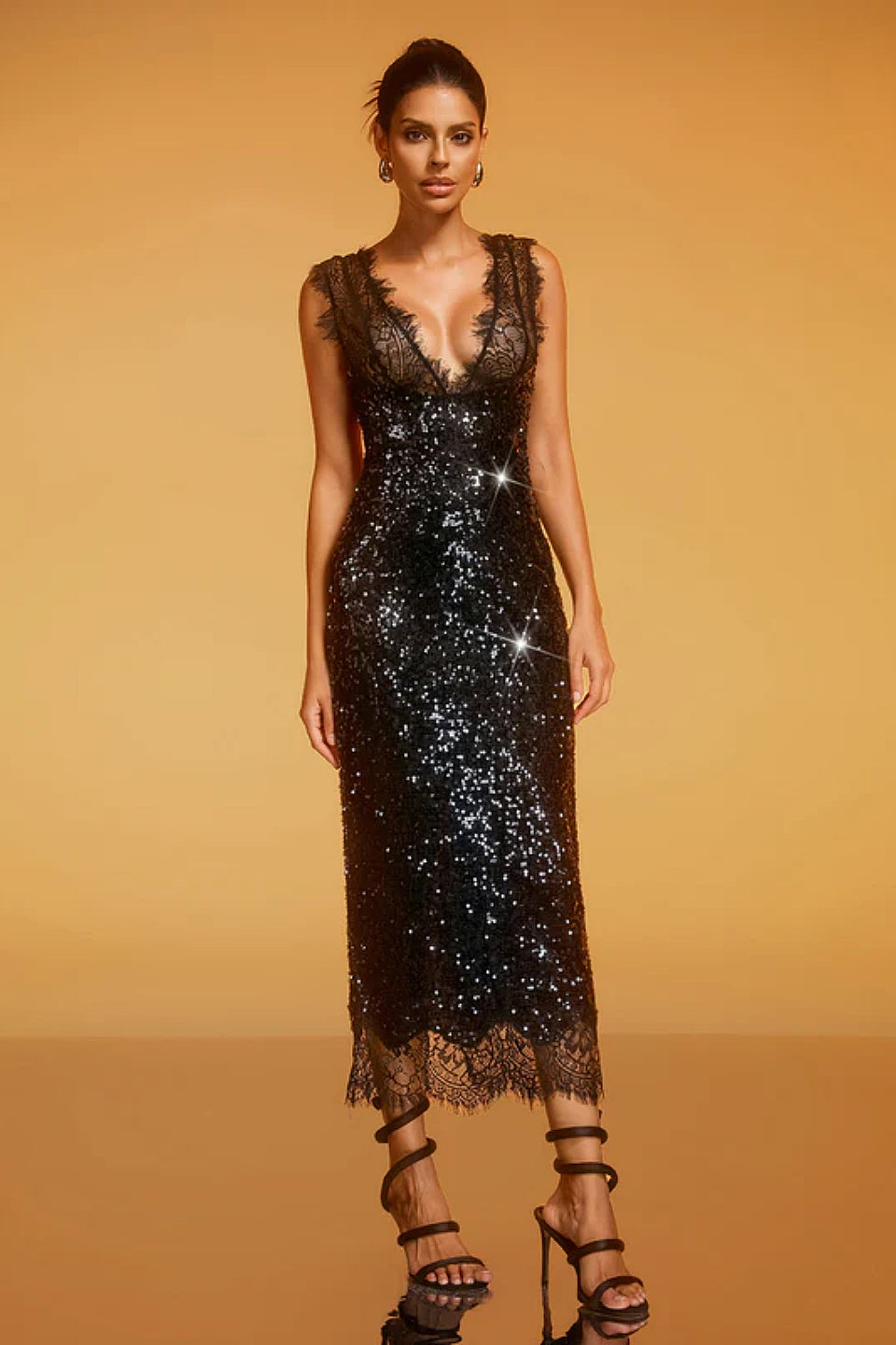 Black Sequin Maxi Dress