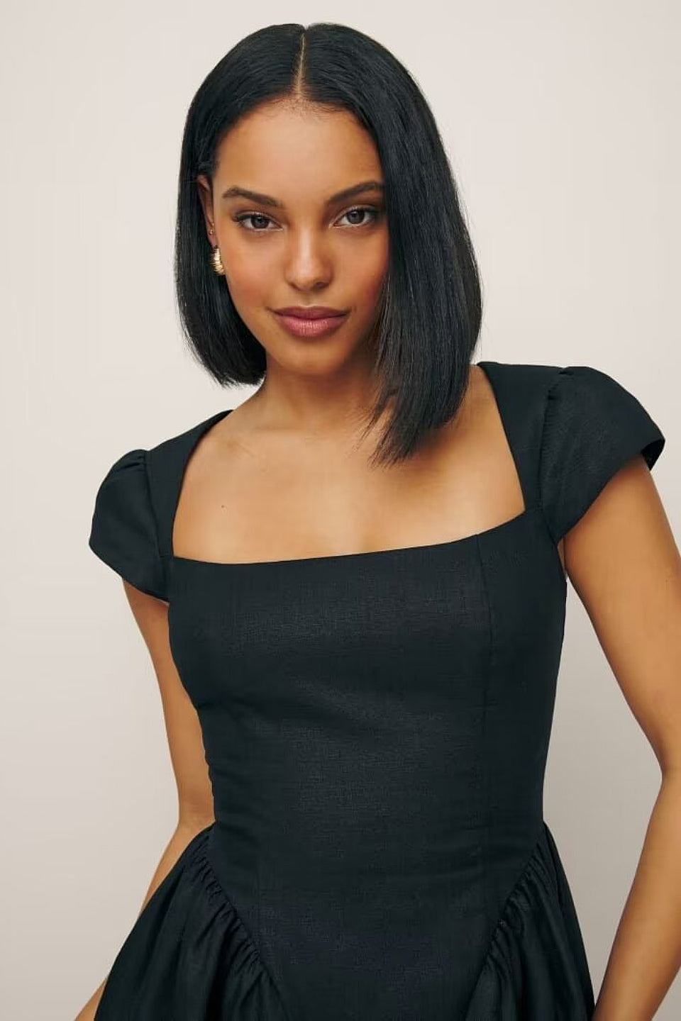 Noir Square Neck A-Line Mini Dress
