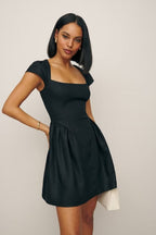 Noir Square Neck A-Line Mini Dress