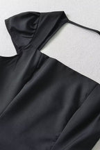 Noir Square Neck A-Line Mini Dress