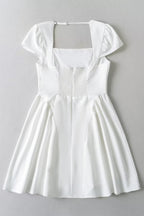 White Square Neck A-Line Mini Dress