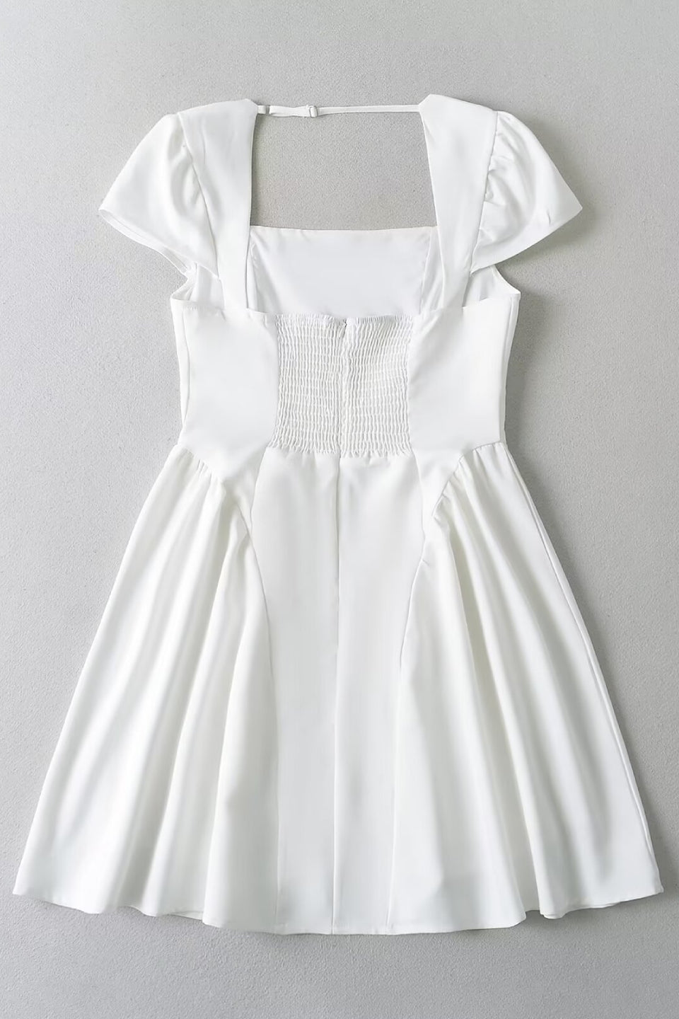 White Square Neck A-Line Mini Dress