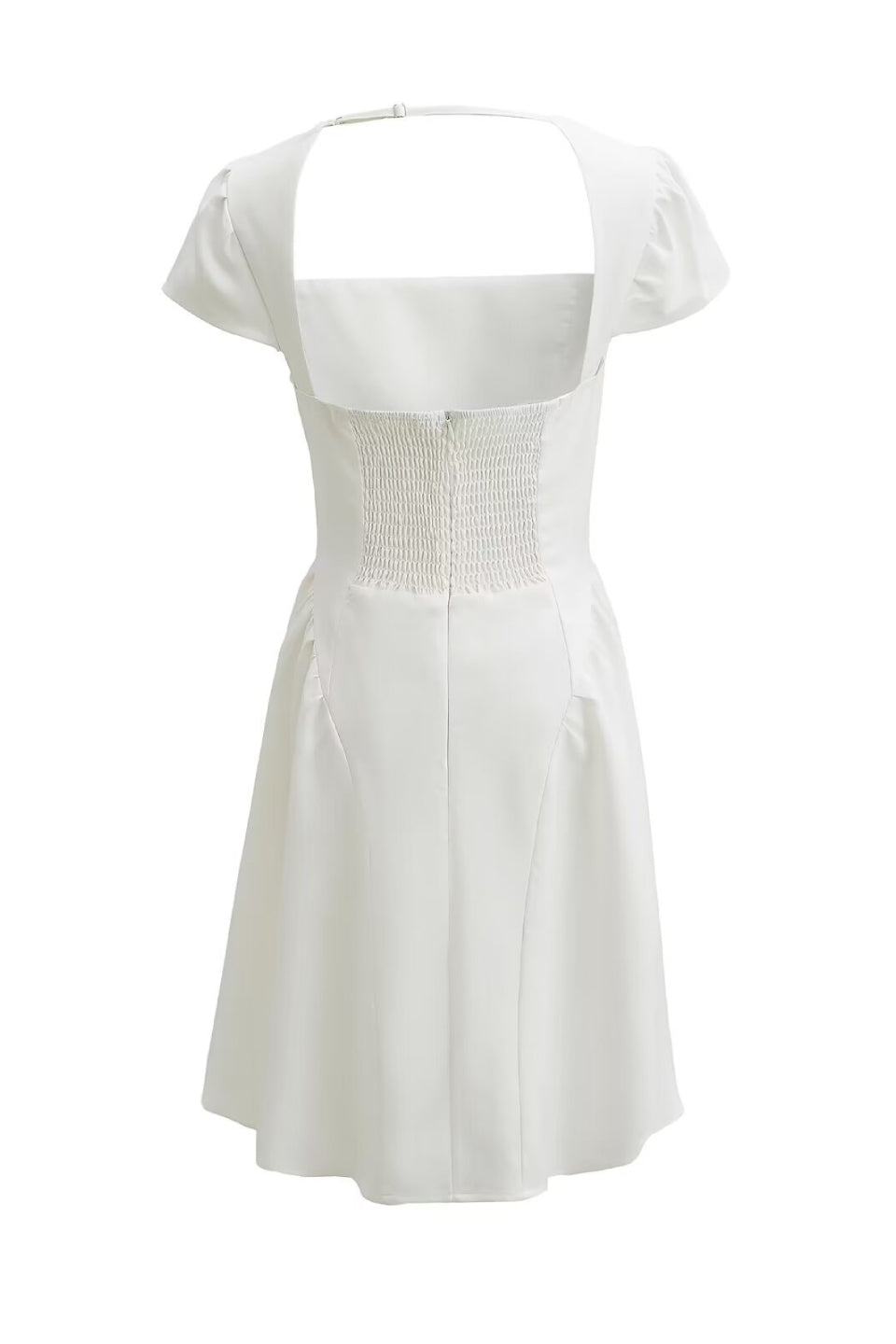 White Square Neck A-Line Mini Dress