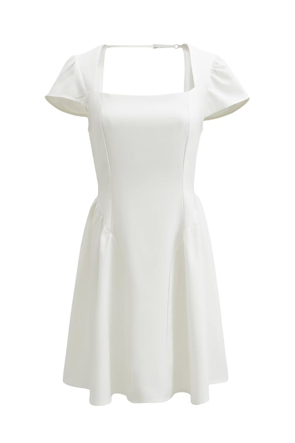 White Square Neck A-Line Mini Dress