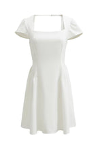 White Square Neck A-Line Mini Dress