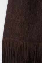 Brown Fringe Midi Dress