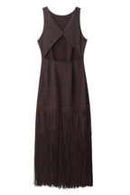 Brown Fringe Midi Dress