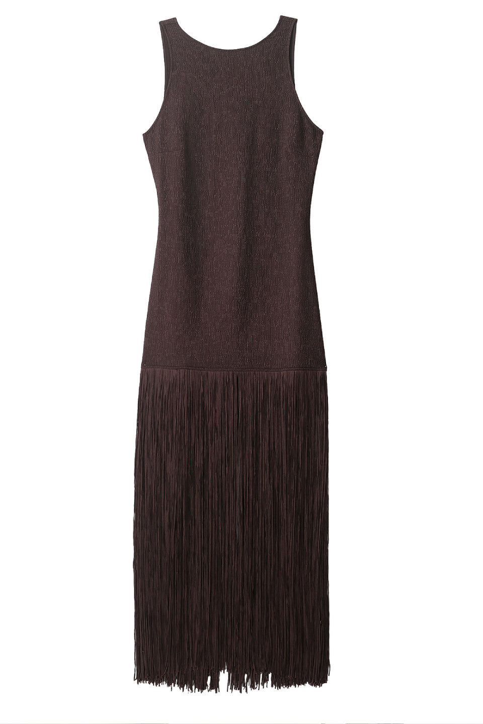 Brown Fringe Midi Dress