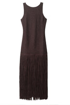 Brown Fringe Midi Dress