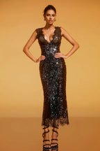 Black Sequin Maxi Dress