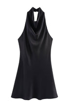 Noir Satin Slip Mini Dress