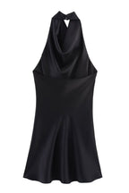 Noir Satin Slip Mini Dress