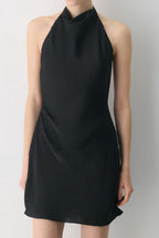 Noir Satin Slip Mini Dress