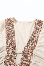 Beige Sequin Night Top