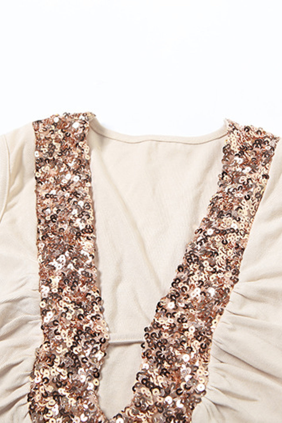 Beige Sequin Night Top