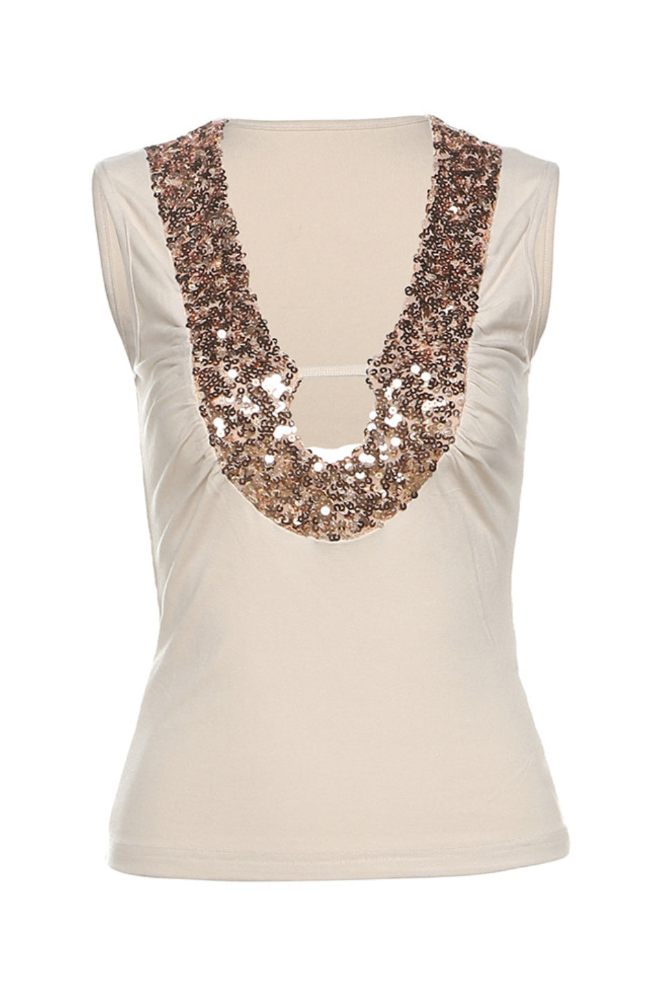 Beige Sequin Night Top