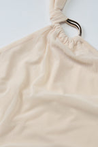 Beige Mesh Halter Mini Dress