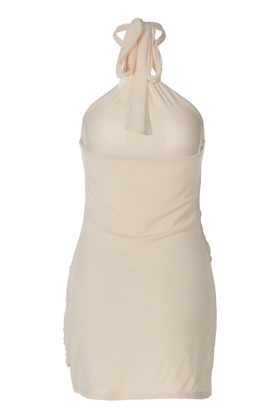 Beige Mesh Halter Mini Dress