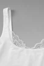 White Lace Trim Square Tank Top
