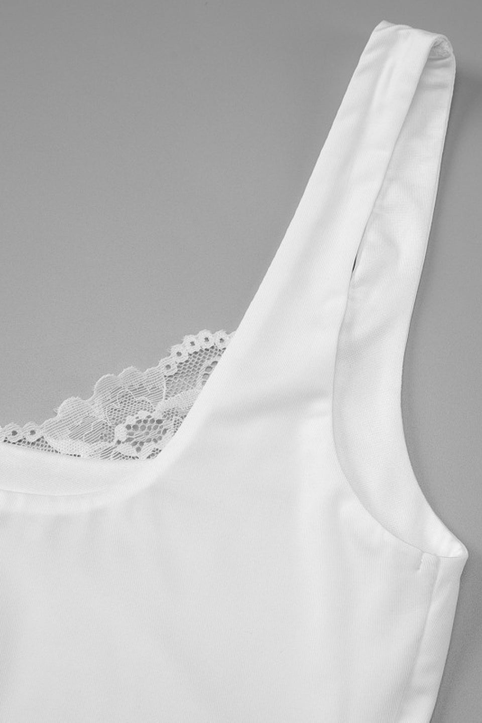White Lace Trim Square Tank Top