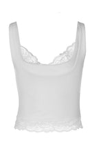 White Lace Trim Square Tank Top
