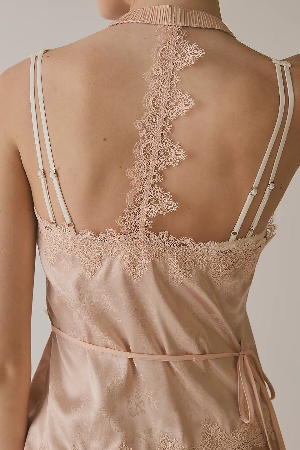 Blush Satin Lace Halter Top