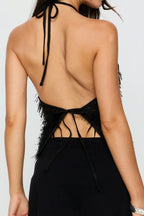 Noir Fringe Halter Top