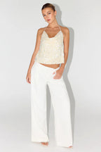 Cream Sequin Halter Top