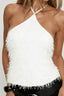 White Fringe Halter Top