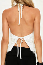 White Fringe Halter Top
