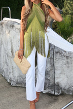 Green Ombre Fringe Top
