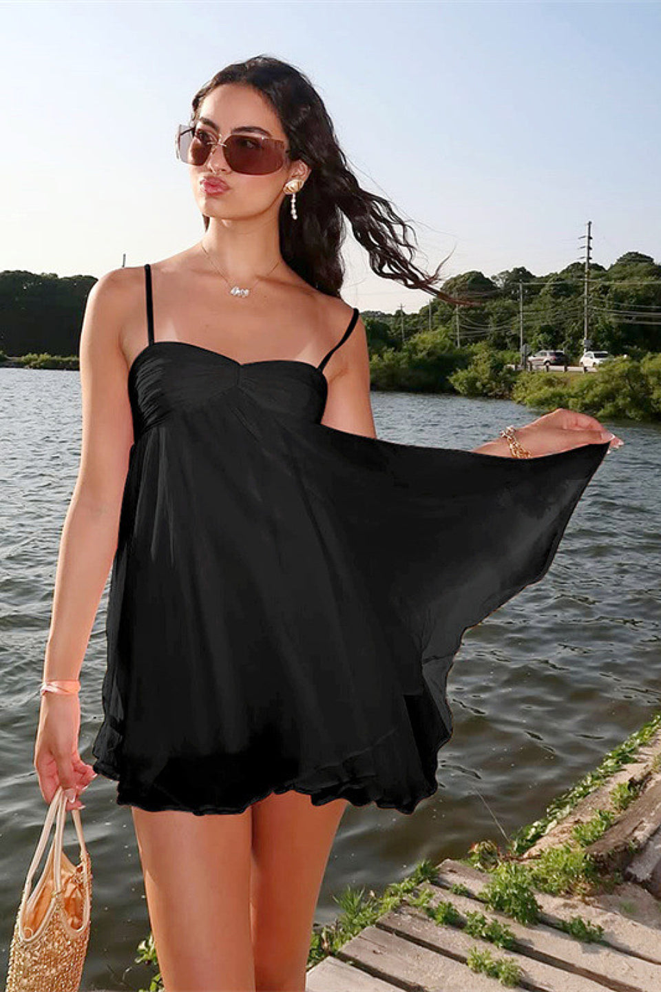 Noir Babydoll Mini Dress