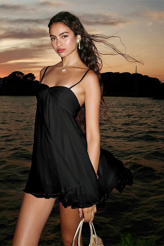 Noir Babydoll Mini Dress Hover Image