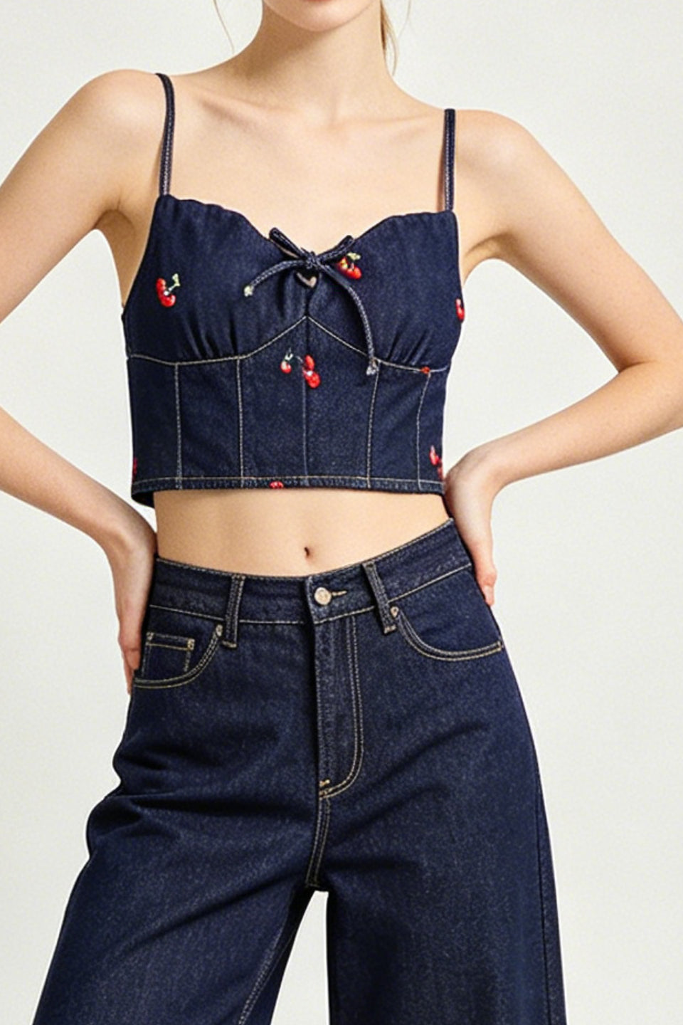 Cherry Denim Bustier
