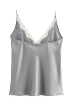 Silver Satin Lace Cami Top