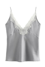 Silver Satin Lace Cami Top